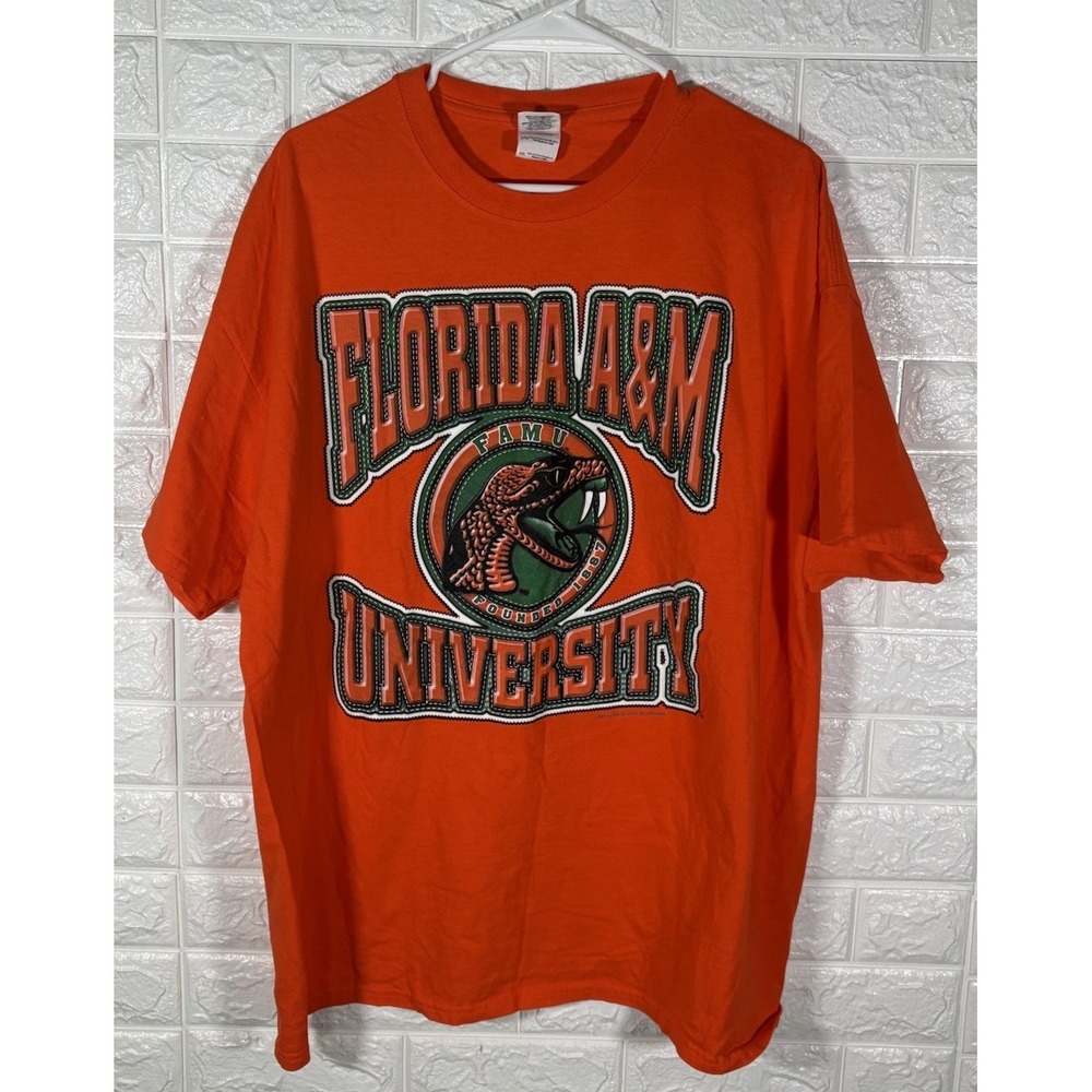 FAMU Football Mens Shirt Size 2xl Florida‎ A&M Rattlers Orange Short Sleeve